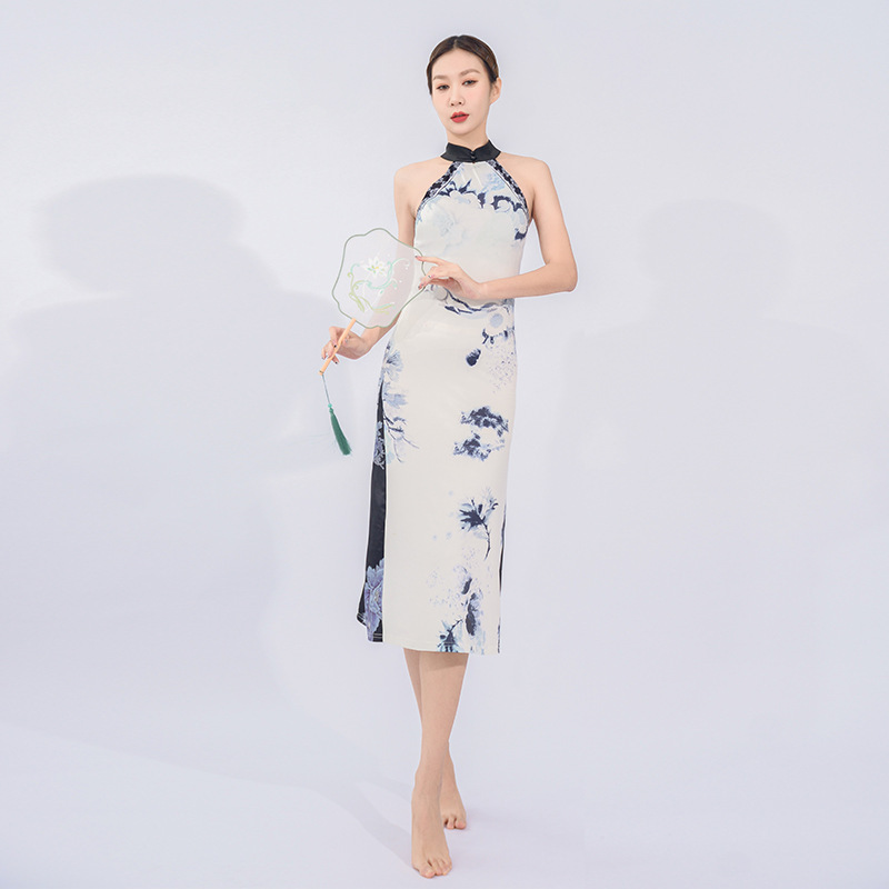 2025 New Classical Dance Costume Training Suit Sleeveless Ice Silk Fairy Dance Suit Chinese Style Folk Dance Costume Performance
