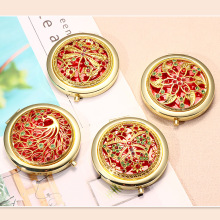 巜跨境复古化妆镜金银镂空折叠镜子随身便携放包包小镜子时尚婚庆