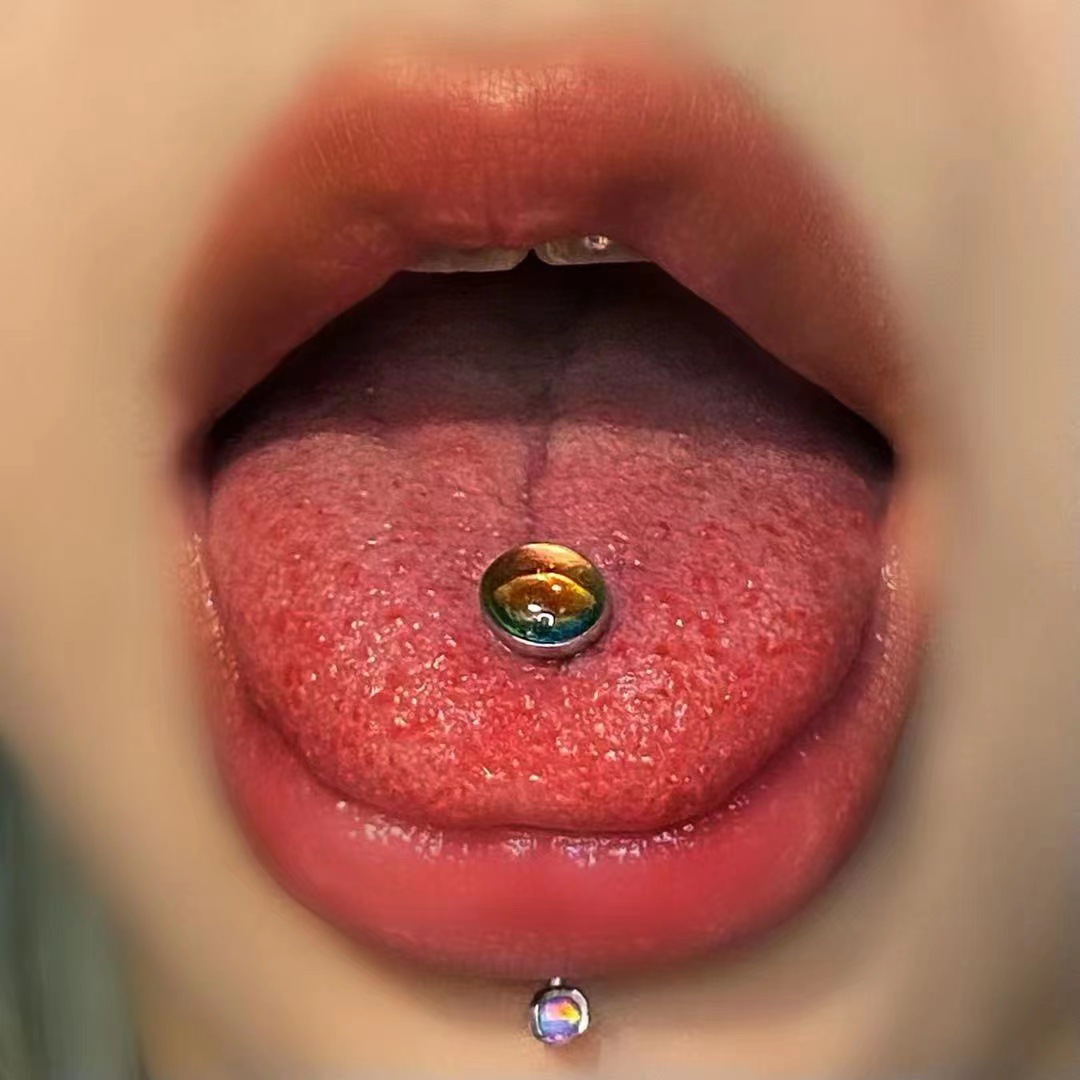 Titanium Steel Tongue Ring Piercing Jewelry 12mm Bar Length 1.6mm Thick Hot Style detail image 5