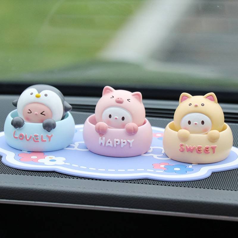 Car ornaments cartoon shaking head animals cute car ornaments desktop decoration resin figurines creative