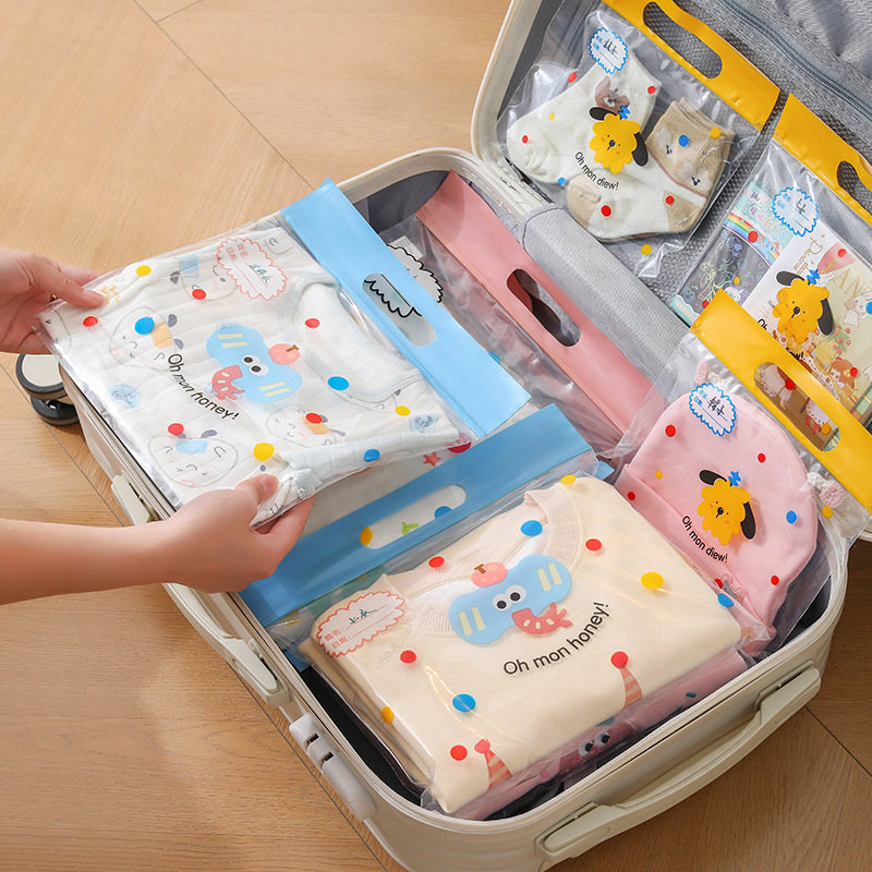 Cartoon Storage Bag Multifunctional Tote Bag Baby Entering Kindergarten Transparent Change of Clothes Classification Sealed Waterproof Bag Cross-Border