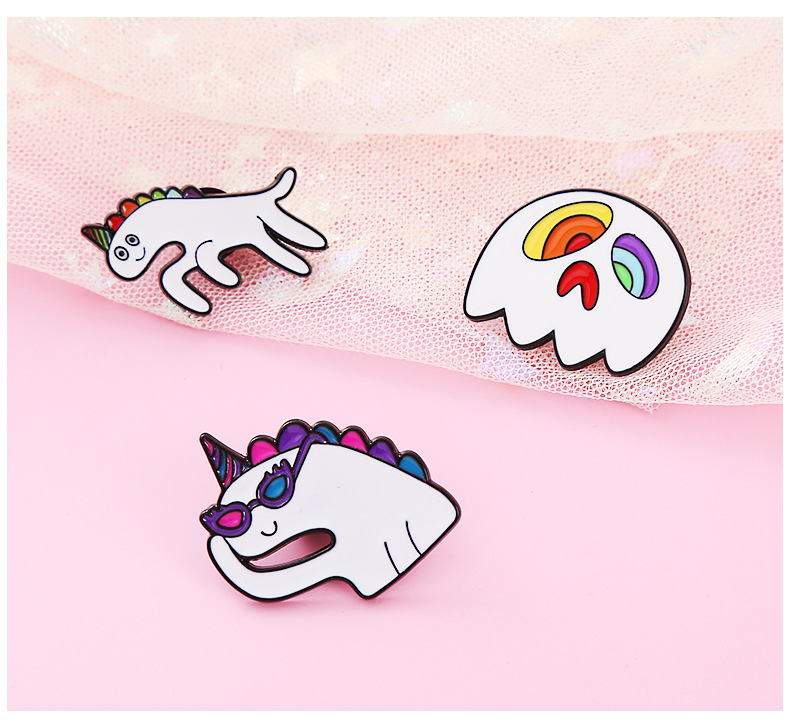 Cartoon Style Unicorn Ghost Alloy Enamel Women's Brooches display picture 3