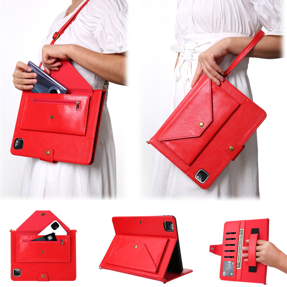 Applicable ipad Air5 2022 zipper wallet shoulder strap envelope…