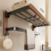 [Upgraded bi-folding model 1] Walnut towel rack 60CM
