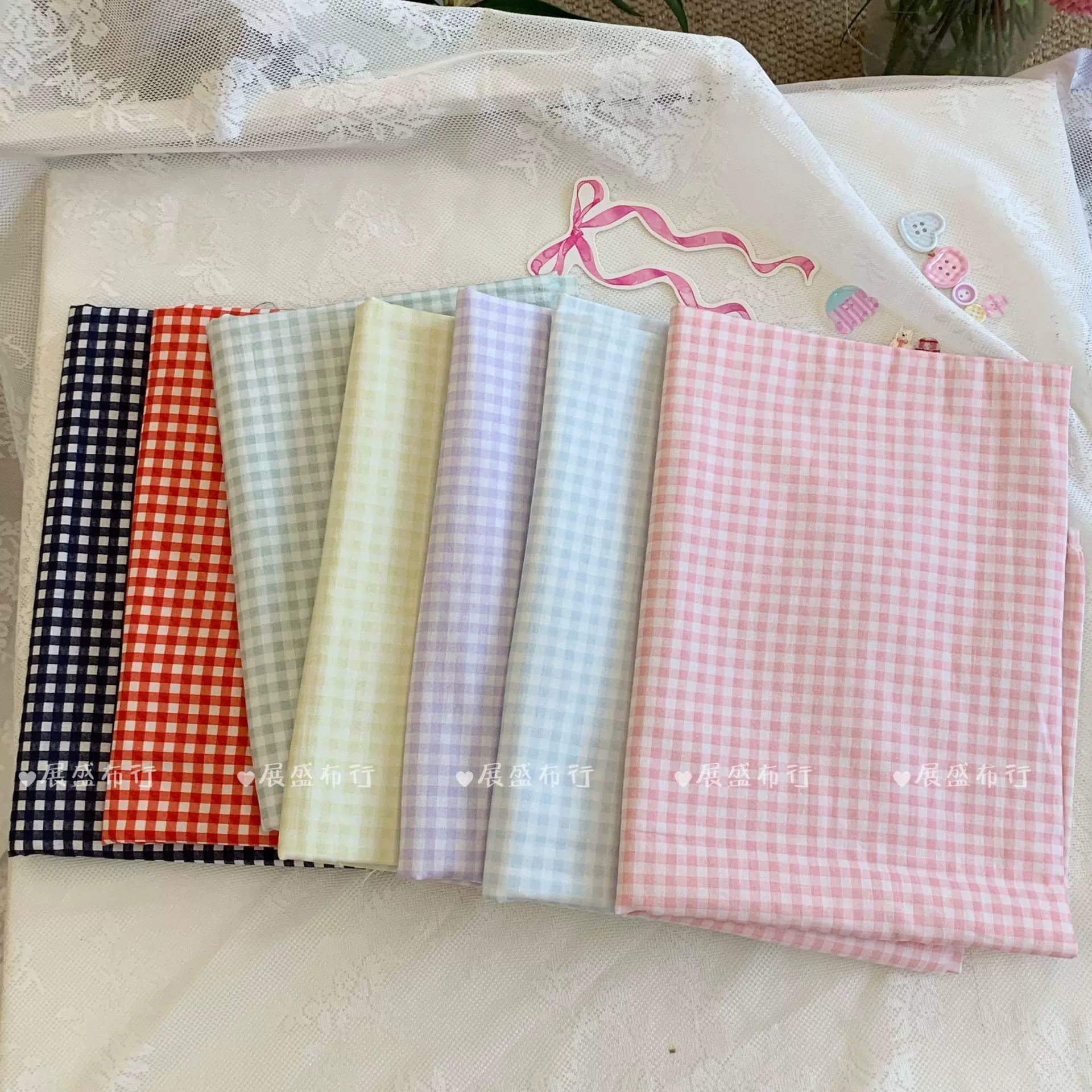 全棉数码印花格子布纯棉0.5CM厘米小格子面料 童装女装箱包家居服