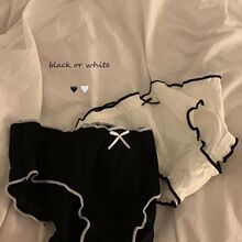 夏季日系简约纯棉内裤女中低腰柔软舒适少女蝴蝶结纯色透气三角裤