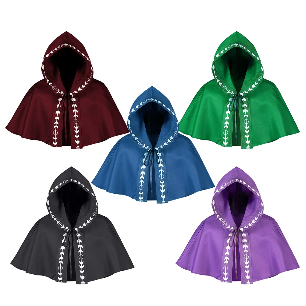 Хэллоуин средневековый косплей сценический костюм 5 цветов с капюшоном