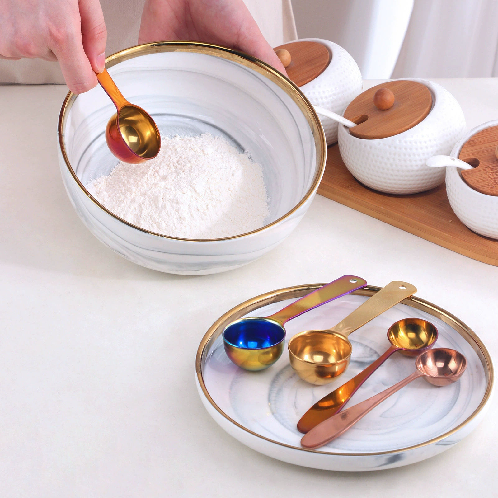 304 Нержавеющая сталь с одной ложкой Приправленная ложка Измерительная ложка 5 ml20 ml Выпекать порошок Приправленная ложка Домашнее сухое молоко Кофейная ложка