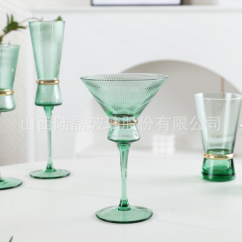 Lu Jing Color con borde dorado, cinturón dorado, juego de copa de vino, copa de cóctel, copa de champán, juego de copa de vino tinto