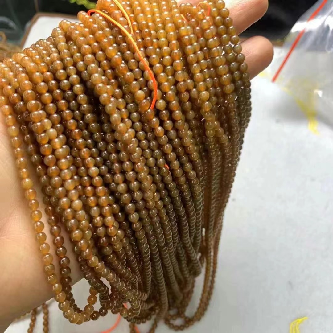 (2개) 천연 헤티 안 옥 설탕 소재 4MM 구슬 소재 덜 붉은 머리 검은 반점 유성 좋은 비용 효율적인 공장 도매
