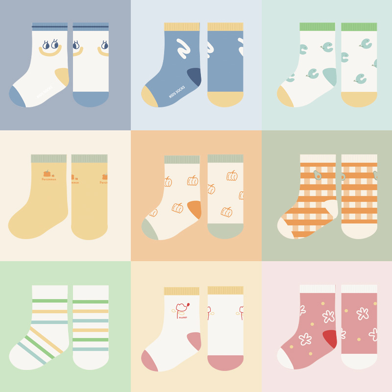 Fábrica de fuente de la industria de algodón amada personalizada al por mayor calcetines para niños lindos sin hueso peinados calcetines para bebés medias