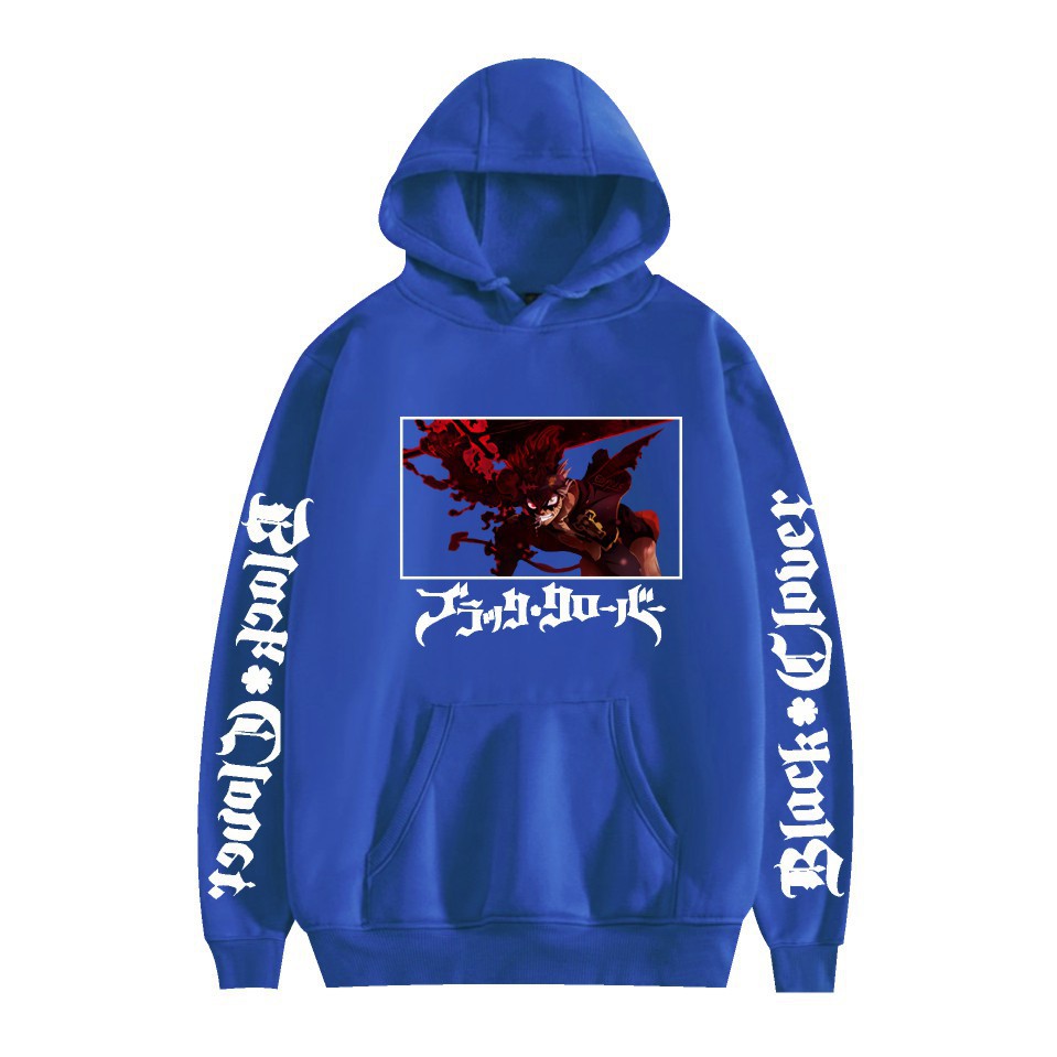 Nuevo estilo transfronterizo popular popular japonés riman black de cuatro hojas-Black Clover más suéter con capucha de terciopelo para mujer