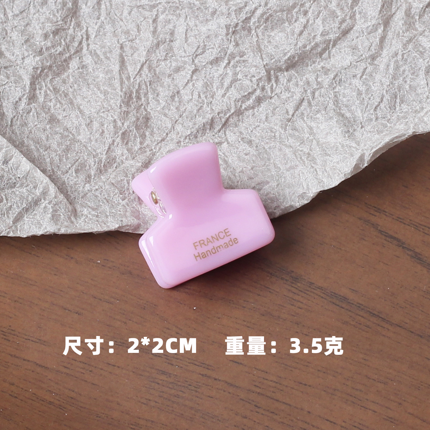 Pinza de pelo mini con etiqueta dorada coreana FRANCE 2024, color sólido efecto tortuga, para flequillo.