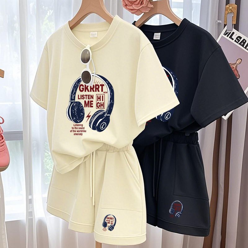 2025 New Cross-Border Solona Casual Sports Suit for Women, Loose Fit, Plus Size, Short Sleeve, Printed Two-Piece Set 2025 New Cross-Border Solona Casual Sports Suit for Women, Loose Fit, Plus Size, Short Sleeve, Printed Two-Piece Set