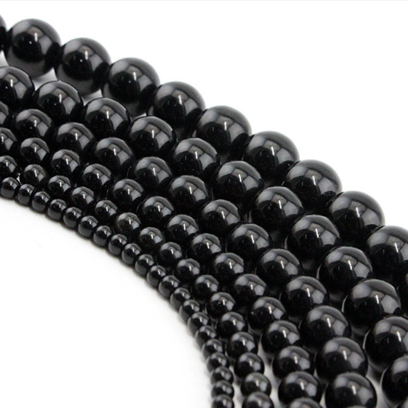 3-16mm Black Diamond Black Round Beads Imitation Black Agate Crystal Glass Beads Curtain Beads Glossy Transparent DIY