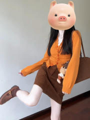 秋百搭V领勾花毛衣针织开衫女修身显瘦韩系爱心扣短款外搭上衣