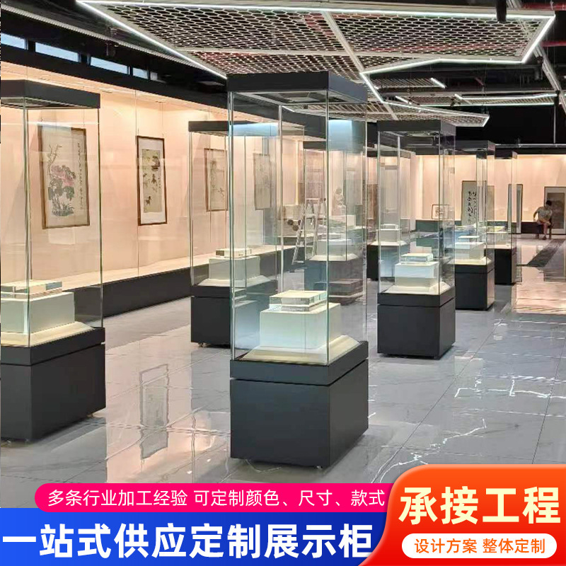 自然史ディスプレイキャビネット独立キャビネット文化遺物アンティーク花瓶ジュエリー翡翠ライトとロック付き透明ガラスディスプレイキャビネットブース|undefined