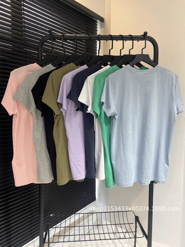 高品質 RL25 夏の新ファッションラウンドネックポニー刺繍多用途痩身半袖 Tシャツ女性のトップス|undefined