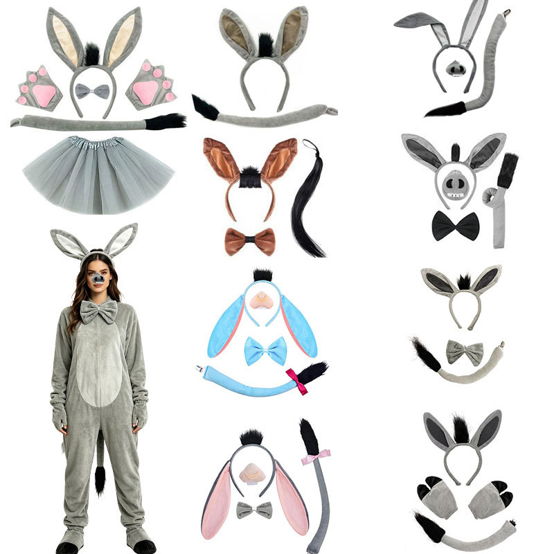 Donkey Costume Accessories Set Donkey Ears Headband Tail Nose and…