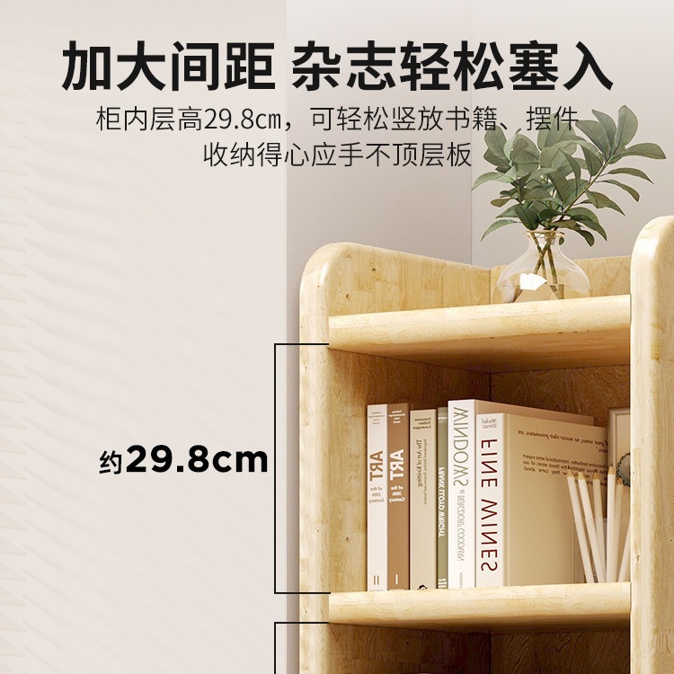 Estante de estantería de madera maciza, estantería de esquina de piso, gabinete de almacenamiento lateral de costura estrecha para el hogar, gabinete simple integrado contra la pared