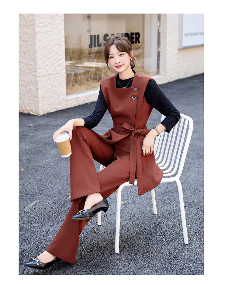 GraceChic Damen-Anzug, modisch und elegant, Herbst, neues figurformendes Blazer-T-Shirt, gerade Hose, dreiteiliges Westen-Set_voghion.com