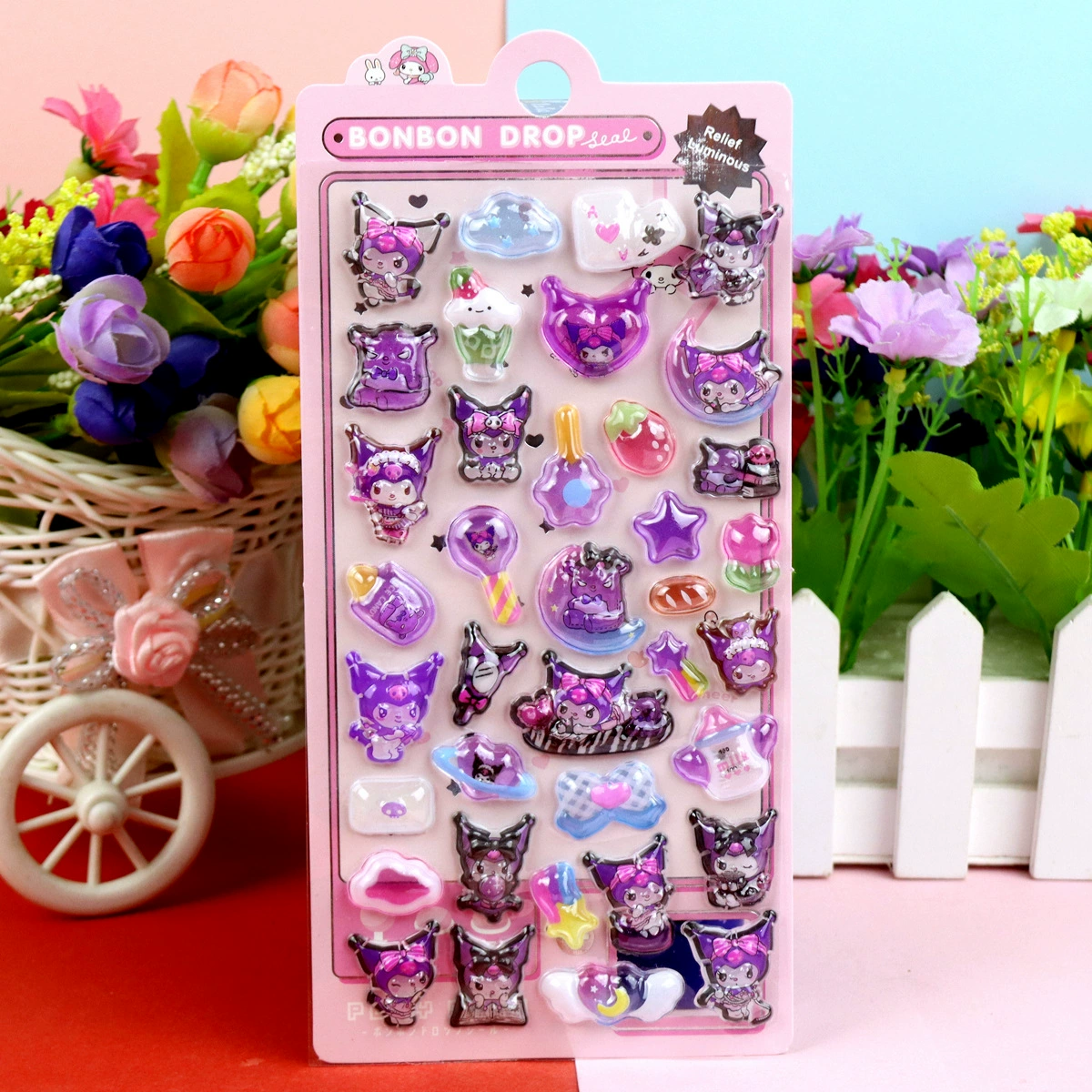 3D Luminous Embossed Sticker (Sanrio) — Cartoon Kids, 20.5×9 cm, 16 Styles