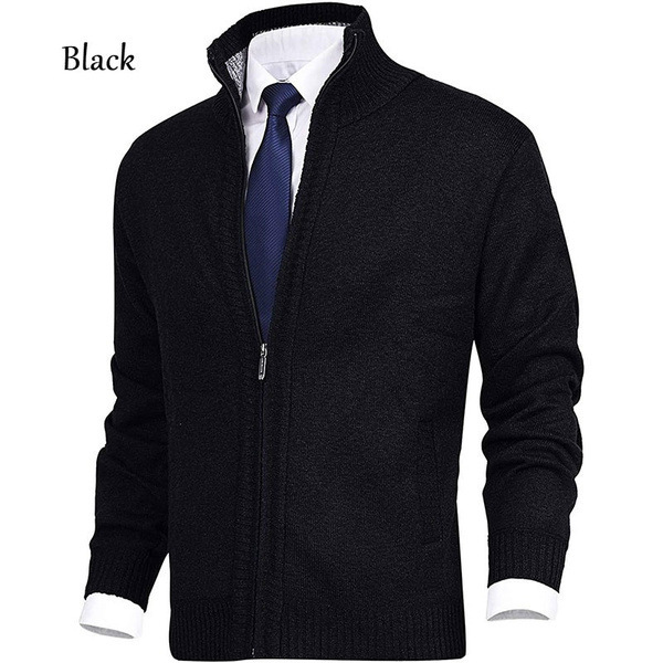Herren Strickjacke Mit Stehkragen Und Samtfutter Für Den Winter_voghion.com