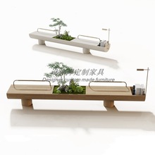 北欧简约景观凳酒店会所咖啡厅艺术长条坐凳设计师创意实木休闲凳