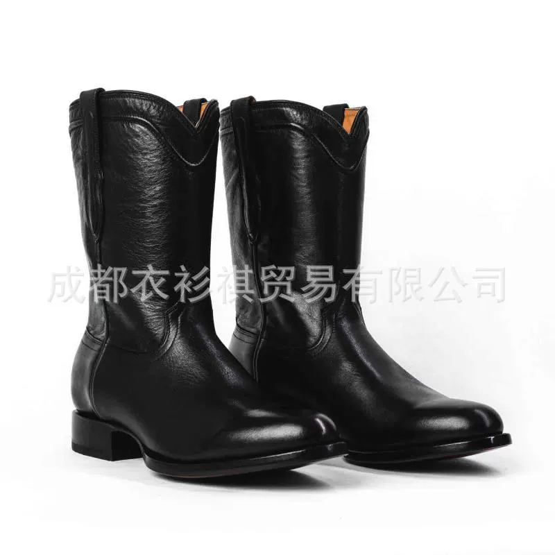 Трансграничная фабрика внешней торговли, новая чисто черная мужская повседневная обувь, сапоги больших размеров, рыцарские сапоги, 38-48 ярдов оптом