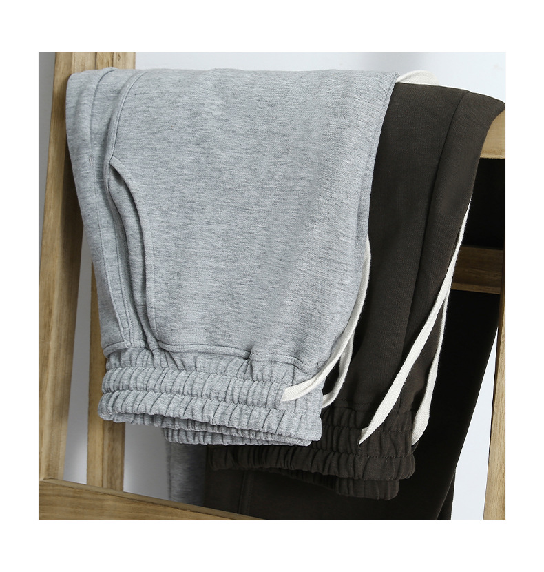 登爵男装双面棉拖地悬垂高级感裤子纯色直筒休闲卫裤阔腿长裤 (