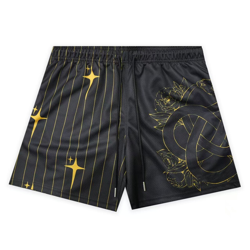 European and American Trendy Brand Shorts, Summer Fitness Running Shorts, Sports Shorts, Embroidered Quick-Dry Breathable Beach Mesh Shorts