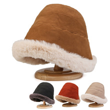 帽子秋冬帽子加厚兔毛边蒙古帽时尚保暖渔夫帽女士冬季潮流盆帽