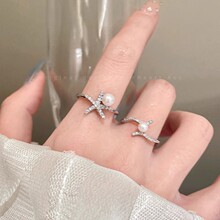 夏季镶锆海星珍珠戒指女轻奢高级感开口戒小众绝美设计感食指戒