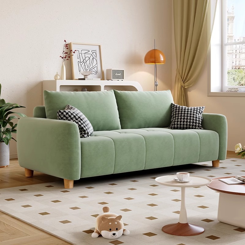 2026 nuevo sofá de tela de sala de estar nórdica simple de estilo pequeño sofá de apartamento doble línea directa