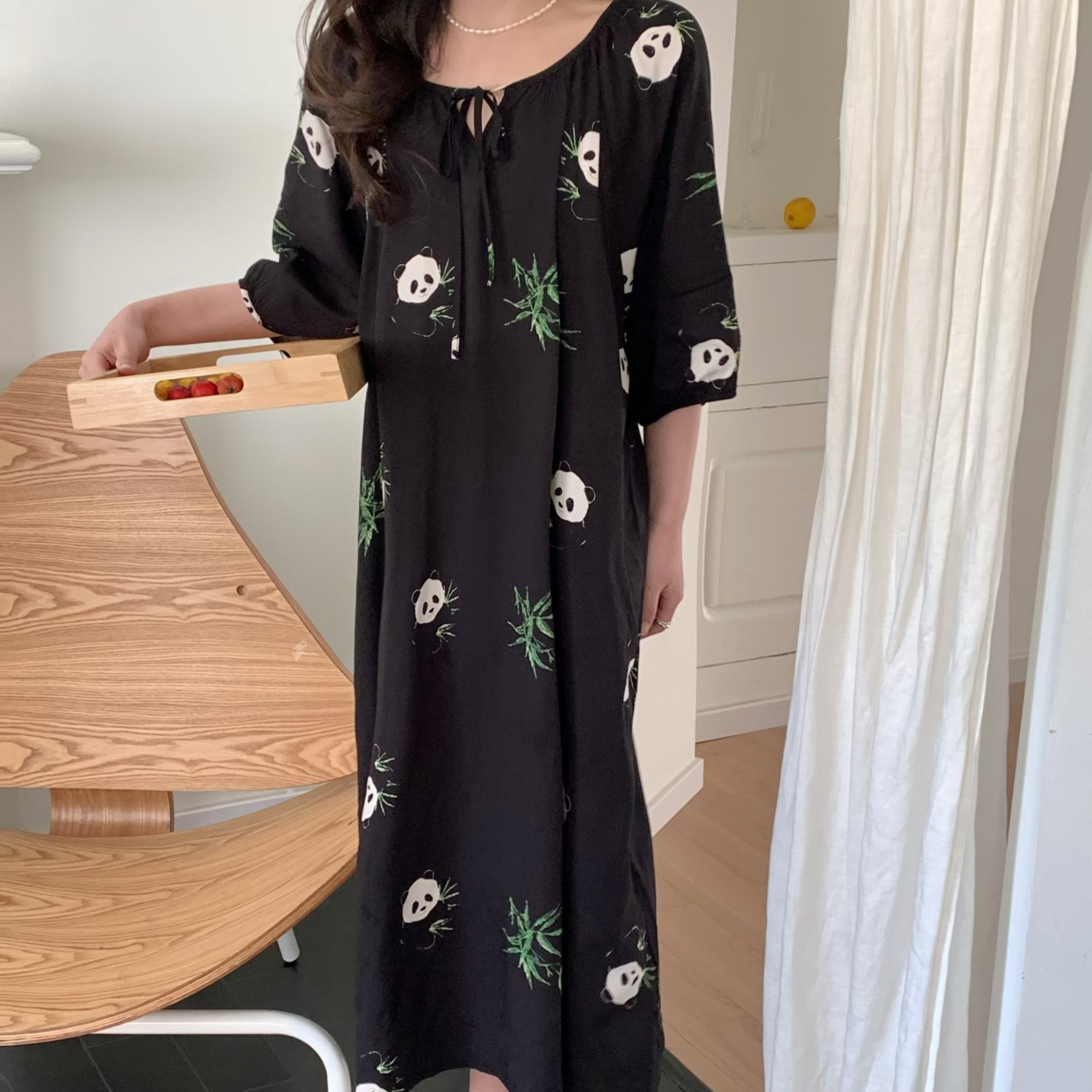 Camisón mujer verano falda larga de playa delgada pijama de seda de algodón primavera y otoño damas estilo de vacaciones ropa de hogar de seda de algodón de gran tamaño