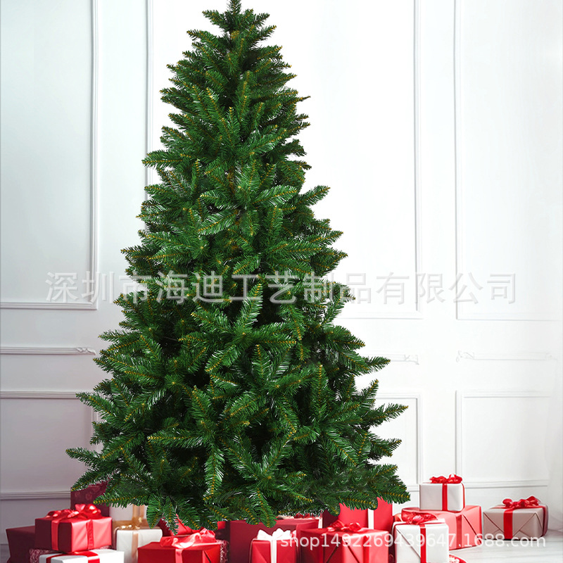 Árbol de Navidad 1.5 ~ 2.1m árbol de PVC verde cifrado árbol de Navidad atmósfera del centro comercial decoración escena árbol de aterrizaje