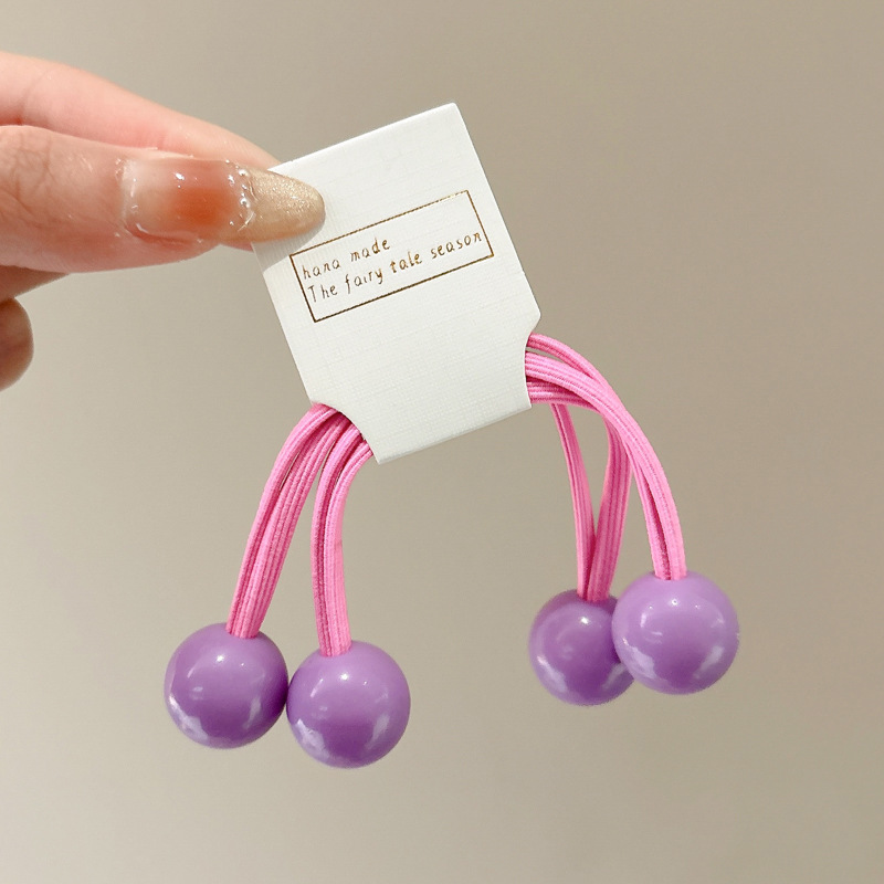 Cuerdas de cabeza de niños color caramelo doble anillo de cabello de cola de caballo larga cuerda de cabello bola de color tocado de cabello de niña