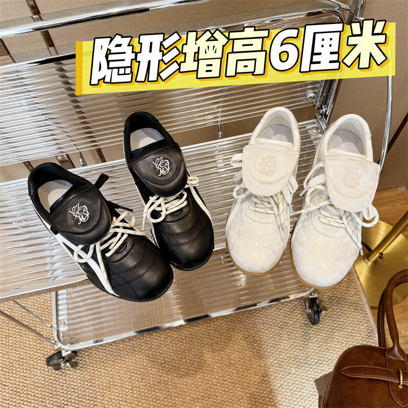 [Inner Height Increase 6cm] Spring and Summer Genuine Leather 2025 Pure Color Lightweight Versatile Comfortable Sports Moral Training Shoes 010464