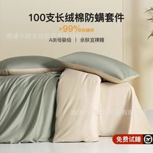 A类100支新疆长绒棉防螨四件套全棉纯棉新款床单被套床上三件套