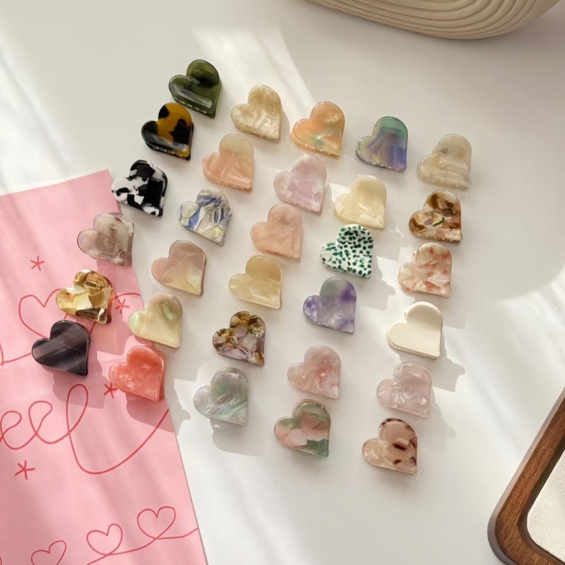 韓国版NISアセテートプレートヘアクリップ、ファッショナブルなラブラウンドヘアクリップ、シンプルな幾何学的な小さなヘアクリップヘアアクセサリー|undefined