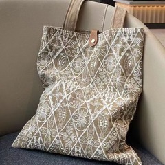 オリジナル自作文芸皆川明スタイルのシンフォニーキャンバスバッグショルダーバッグ女性大容量バッグ