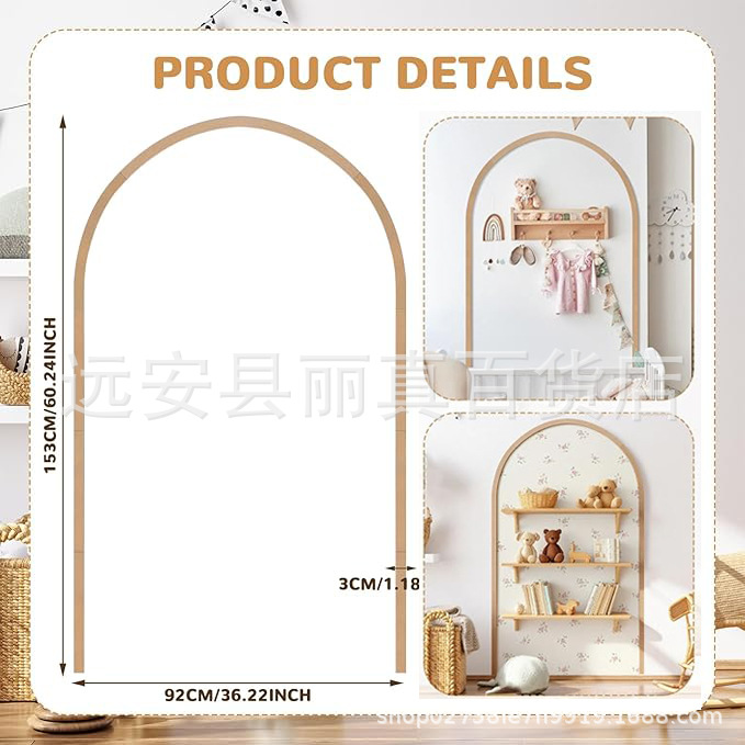 Transfronterizo arco ventilador madera marco decoración diy ventilador incompleto habitación pared armario ventana marco decoración