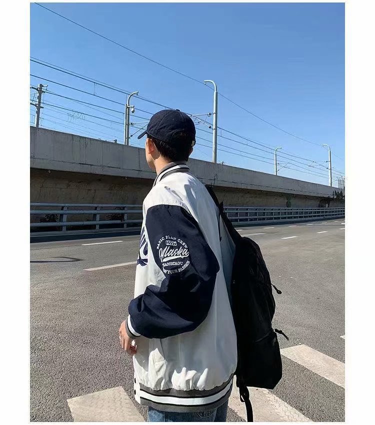 Baseball-Trikot 2023 Frühling Amerikanische Modemarke Farbe passende Coup Lose Student Trend Casual Mantel Herren_voghion.com
