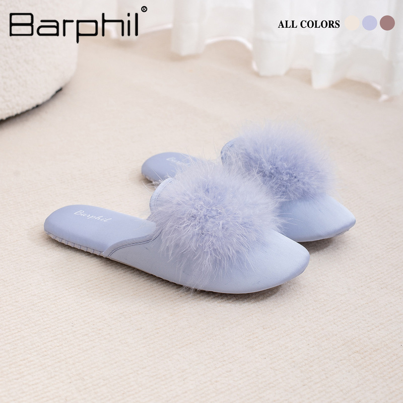Barphil Autumn and Winter Slippers for Women 2025 New Indoor Home Non-Slip Closed-Toe Furry Soft Silent Cotton Slippers