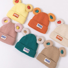 圓耳愛心針織兒童帽子冬季可愛男女童保暖加厚帽網紅兒童毛線帽秋