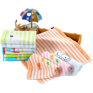 Square towel factory wholesale cartoon baby cotton handkerchief gauze edging children's kindergarten square towel hanging towel