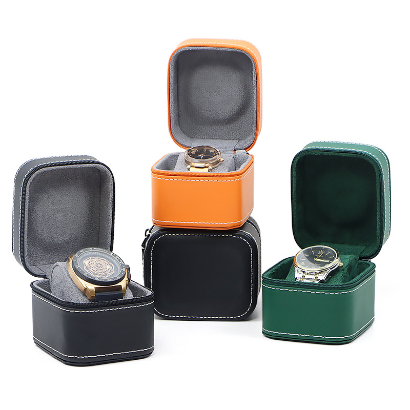 Cross-Border Pu Car Line Watch Box Business Pocket Watch Watch Universal Zipper Fashion Jewelry Packaging Box Gift Storage Box