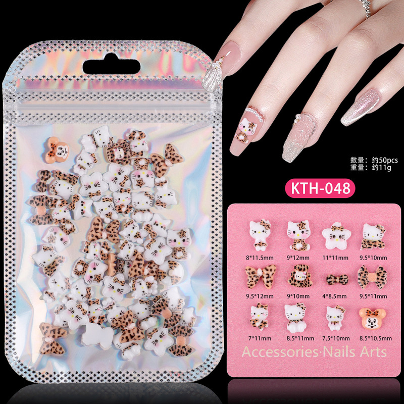 人気のネイルアートアクセサリーヒョウ柄 KT 猫バタークマバブルマートネイルアート漫画 diy ウェアラブルネイルアクセサリー|undefined