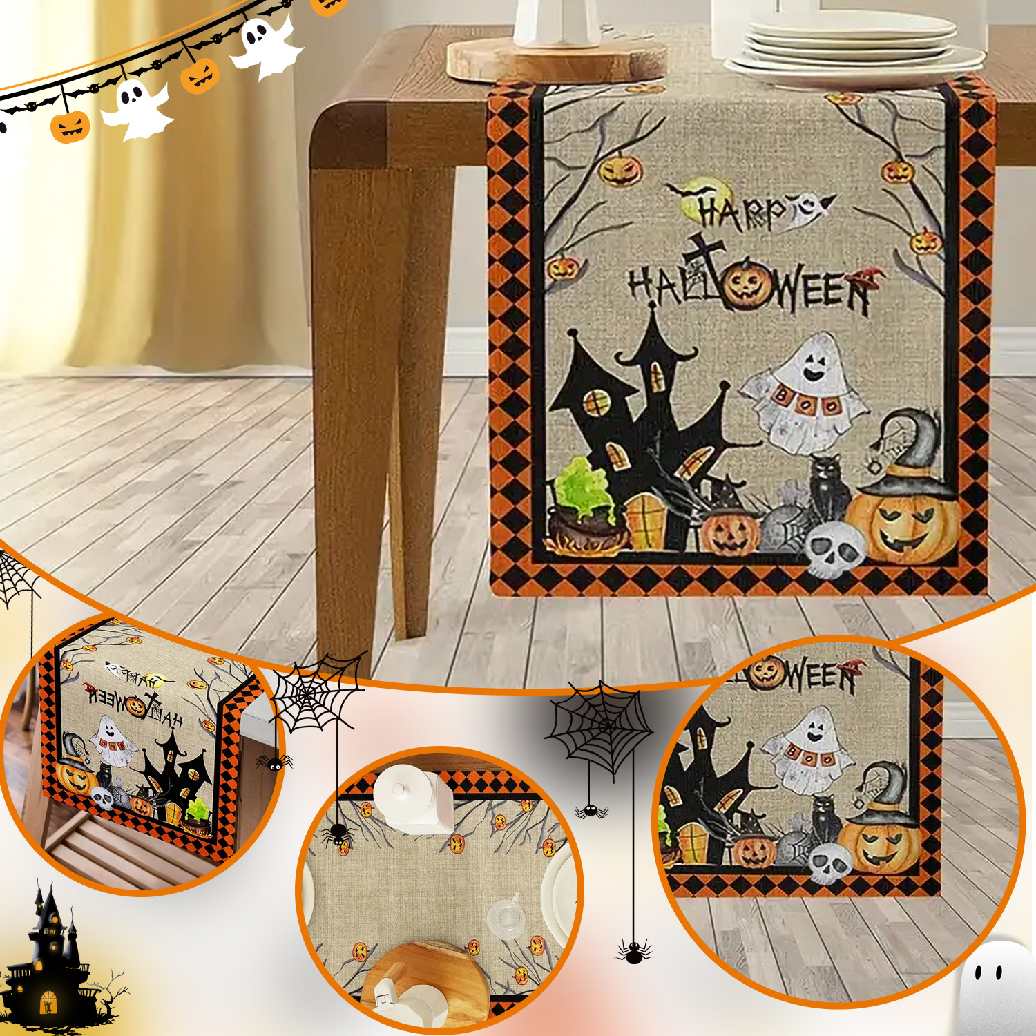110g Weight Tablecloths Home Textiles & Decor Type tablecloth Event & Party Supplies 1 Piece, 1 Set Quantity Casual, Party Occasion Linen Material Halloween, Day of the Dead Festival Skull Pattern Funny Style Halloween Day Of The Dead Funny Skull Linen Casual Party Tablecloth Party Supplies Tableware 1 Piece 1 Set 29