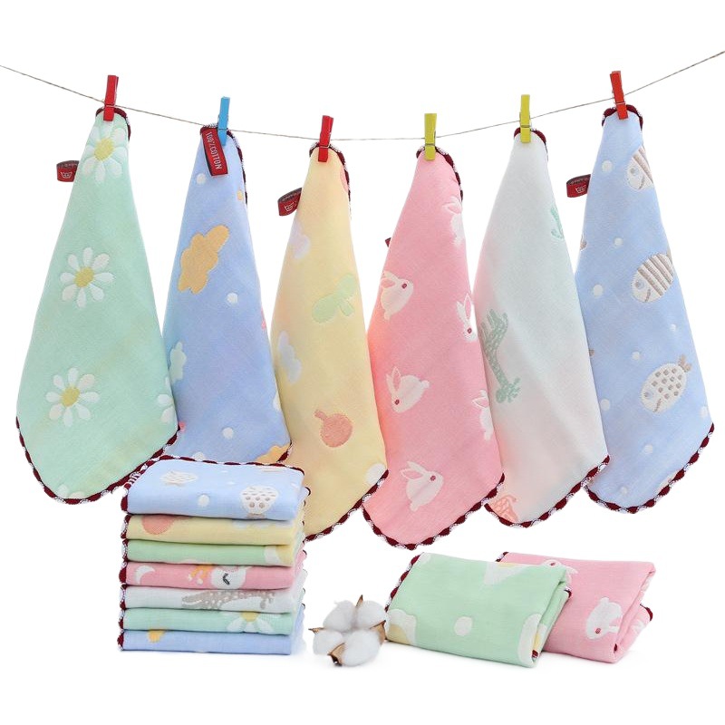6 層ガーゼ唾液タオルベビー純綿小さなタオル幼稚園ハンドタオルベビー唾液タオル卸売